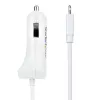 StarTech.com Caricabatterie da auto Lightning con cavo a spirale, cavo a spirale Lightning da 1 m, 12 W, bianco, adattatore caricabatterie da auto USB a 2 porte per telefoni e tablet, caricabatterie da auto iPhone dual-USB