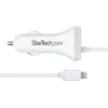 StarTech.com Caricabatterie da auto Lightning con cavo a spirale, cavo a spirale Lightning da 1 m, 12 W, bianco, adattatore caricabatterie da auto USB a 2 porte per telefoni e tablet, caricabatterie da auto iPhone dual-USB
