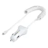 StarTech.com Caricabatterie da auto Lightning con cavo a spirale, cavo a spirale Lightning da 1 m, 12 W, bianco, adattatore caricabatterie da auto USB a 2 porte per telefoni e tablet, caricabatterie da auto iPhone dual-USB