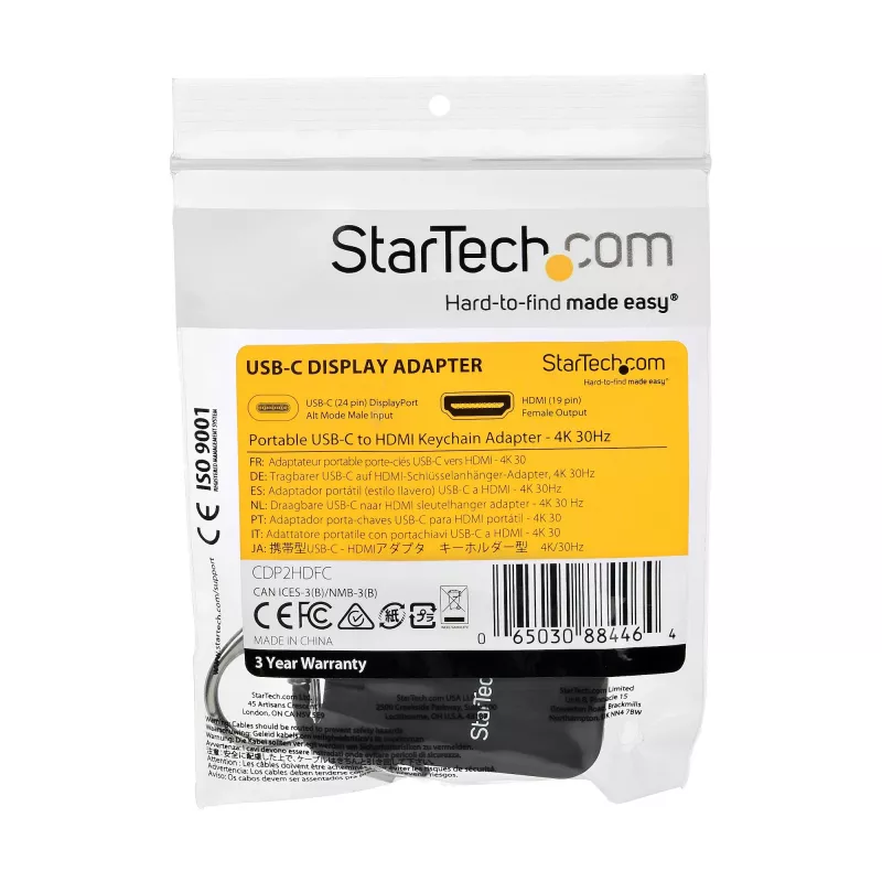 StarTech.com Adattatore USB-C a HDMI compatto – Convertitore video display USB Type-C a HDMI 4K 30Hz con anello portachiavi – Dongle monitor USB-C DP Alt Mode a HDMI – Compatibile Thunderbolt 3