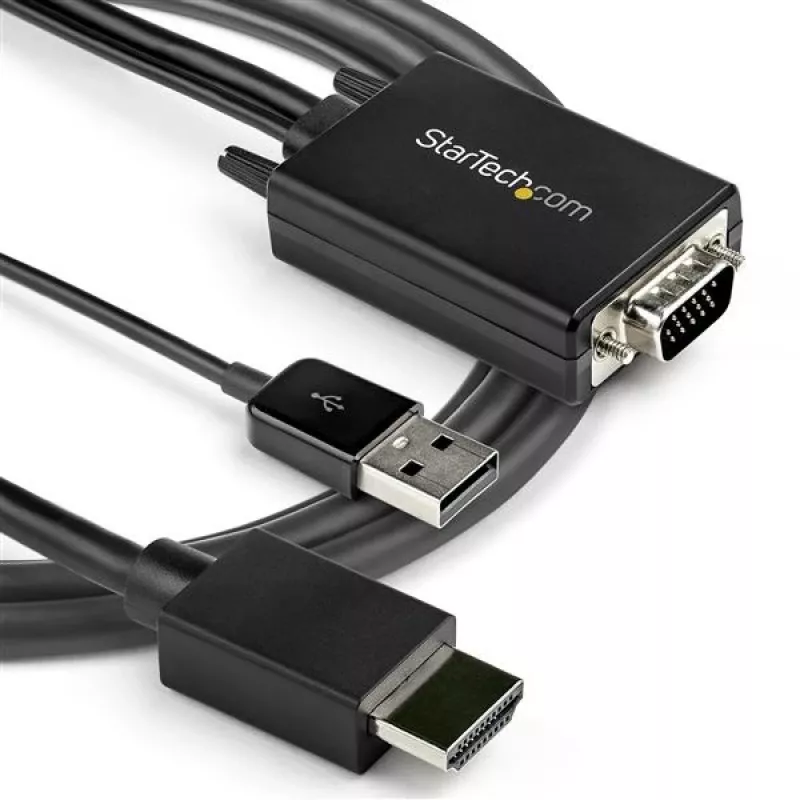 StarTech.com Cavo convertitore VGA a HDMI da 2 m con supporto audio USB e alimentazione – Cavo adattatore video analogico-digitale per collegare un PC VGA a uno schermo HDMI – Cavo monitor maschio-maschio 1080p