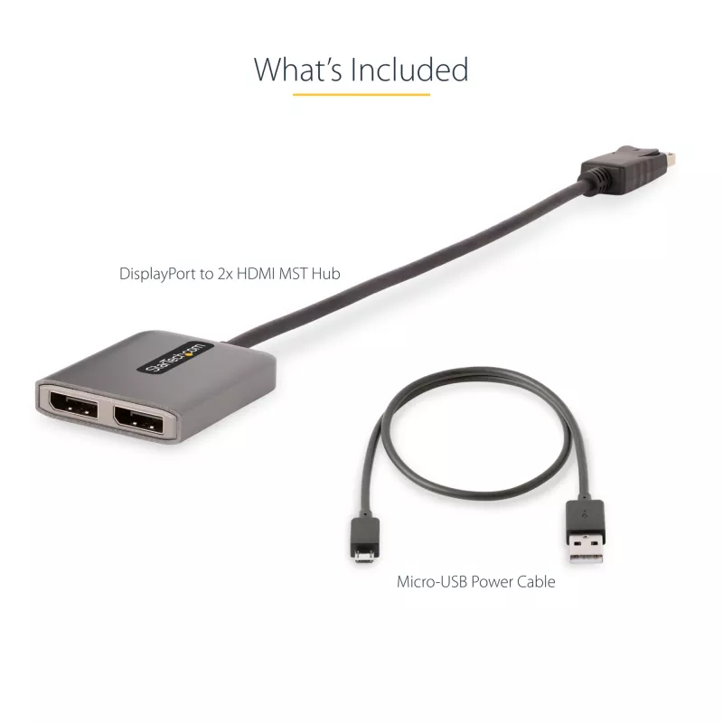 StarTech.com Hub MST DP a doppio HDMI - Doppio HDMI 4K 60Hz - Adattatore multi-monitor DisplayPort con cavo da 30 cm - Hub Multi Stream Transport DP 1.4, DSC | HBR3 - Splitter DP a HDMI