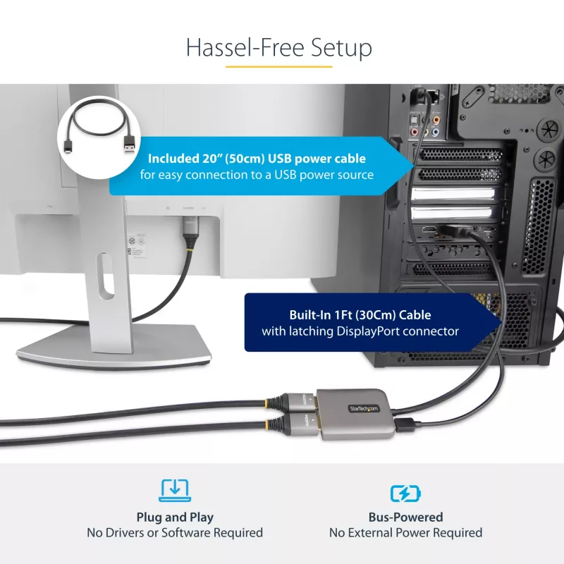StarTech.com Hub MST DP a doppio HDMI - Doppio HDMI 4K 60Hz - Adattatore multi-monitor DisplayPort con cavo da 30 cm - Hub Multi Stream Transport DP 1.4, DSC | HBR3 - Splitter DP a HDMI