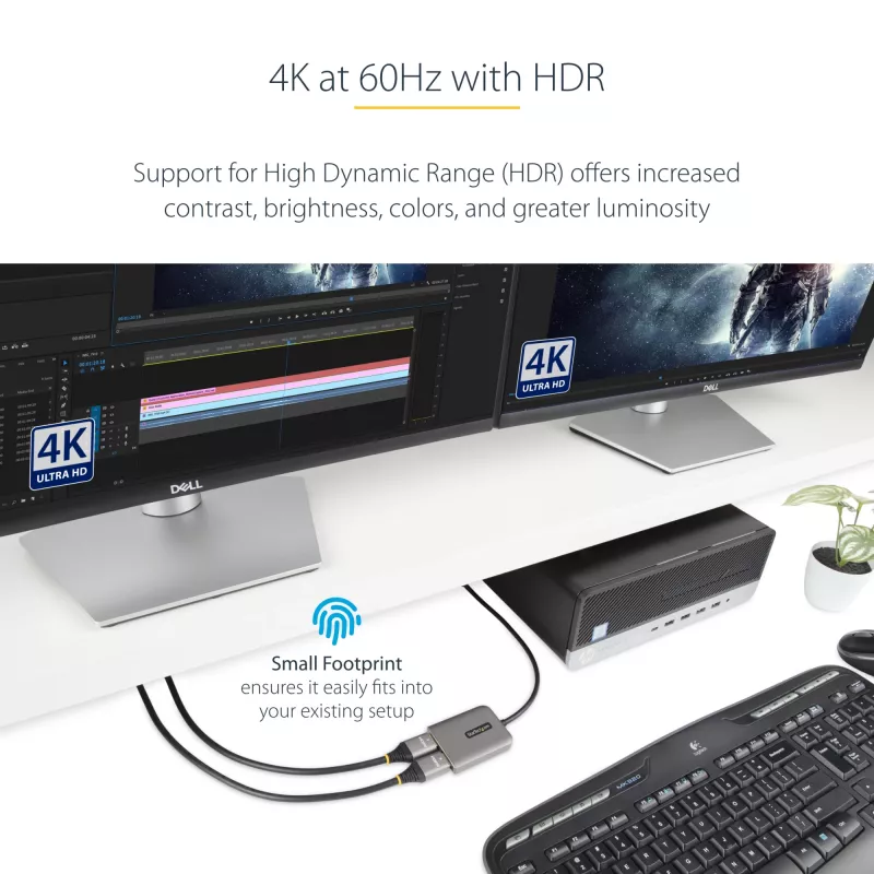 StarTech.com Hub MST DP a doppio HDMI - Doppio HDMI 4K 60Hz - Adattatore multi-monitor DisplayPort con cavo da 30 cm - Hub Multi Stream Transport DP 1.4, DSC | HBR3 - Splitter DP a HDMI