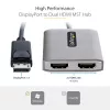 StarTech.com Hub MST DP a doppio HDMI - Doppio HDMI 4K 60Hz - Adattatore multi-monitor DisplayPort con cavo da 30 cm - Hub Multi Stream Transport DP 1.4, DSC | HBR3 - Splitter DP a HDMI