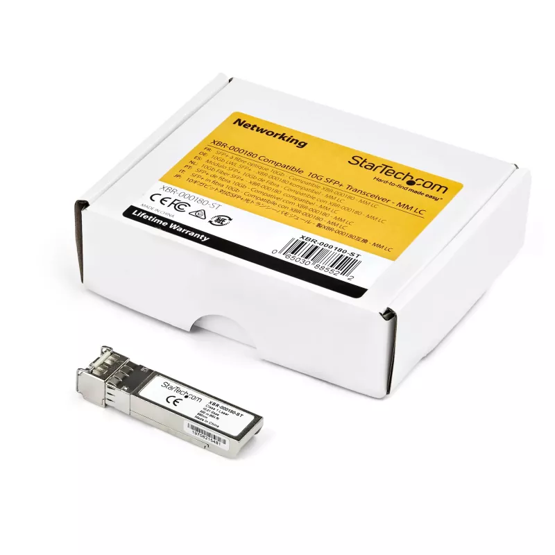 StarTech.com Modulo SFP+ compatibile Brocade 10G-SFPP-SR – 10GBASE-SR – Ricetrasmettitore ottico in fibra multimodale MMF 10GbE – 10GE Gigabit Ethernet SFP+ – LC 200m – 850nm – DDM