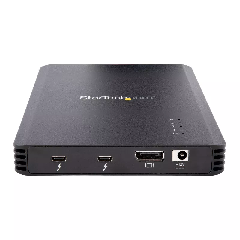 StarTech.com Case Thunderbolt 3 NVMe a 4 bay, per unità SSD M.2 NVMe, 1x DisplayPort video/ 2x porte TB3 downstream, 40 Gbit/s, alimentatore 72W, case per disco rigido esterno