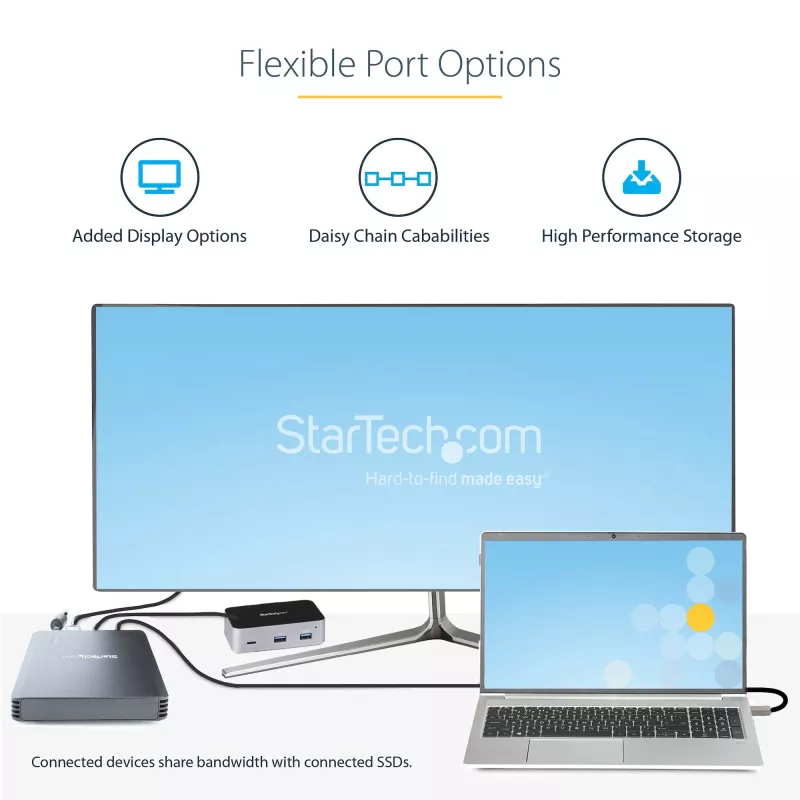 StarTech.com Case Thunderbolt 3 NVMe a 4 bay, per unità SSD M.2 NVMe, 1x DisplayPort video/ 2x porte TB3 downstream, 40 Gbit/s, alimentatore 72W, case per disco rigido esterno
