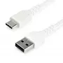 StarTech.com Cavo di ricarica USB-A a USB-C da 2 m – Cavo dati USB 2.0 a USB Type-C robusto per ricarica rapida e sincronizzazione – Guaina in TPE resistente fibra aramidica M/M 3A Bianco – Samsung S10, iPad Pro, Pixel
