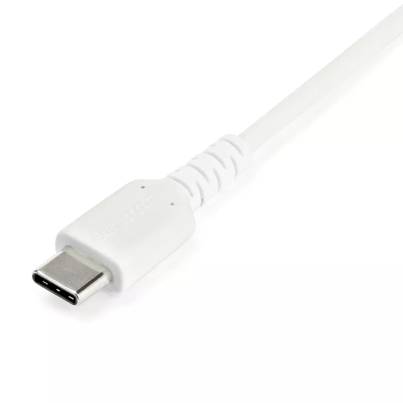StarTech.com Cavo di ricarica USB-A a USB-C da 1 m – Cavo robusto per ricarica rapida e sincronizzazione USB 2.0 a USB Type-C – Guaina in TPE resistente con fibra aramidica M/M 3A Bianco – Samsung S10, iPad Pro, Pixel