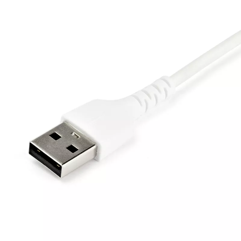 StarTech.com Cavo di ricarica USB-A a USB-C da 1 m – Cavo robusto per ricarica rapida e sincronizzazione USB 2.0 a USB Type-C – Guaina in TPE resistente con fibra aramidica M/M 3A Bianco – Samsung S10, iPad Pro, Pixel