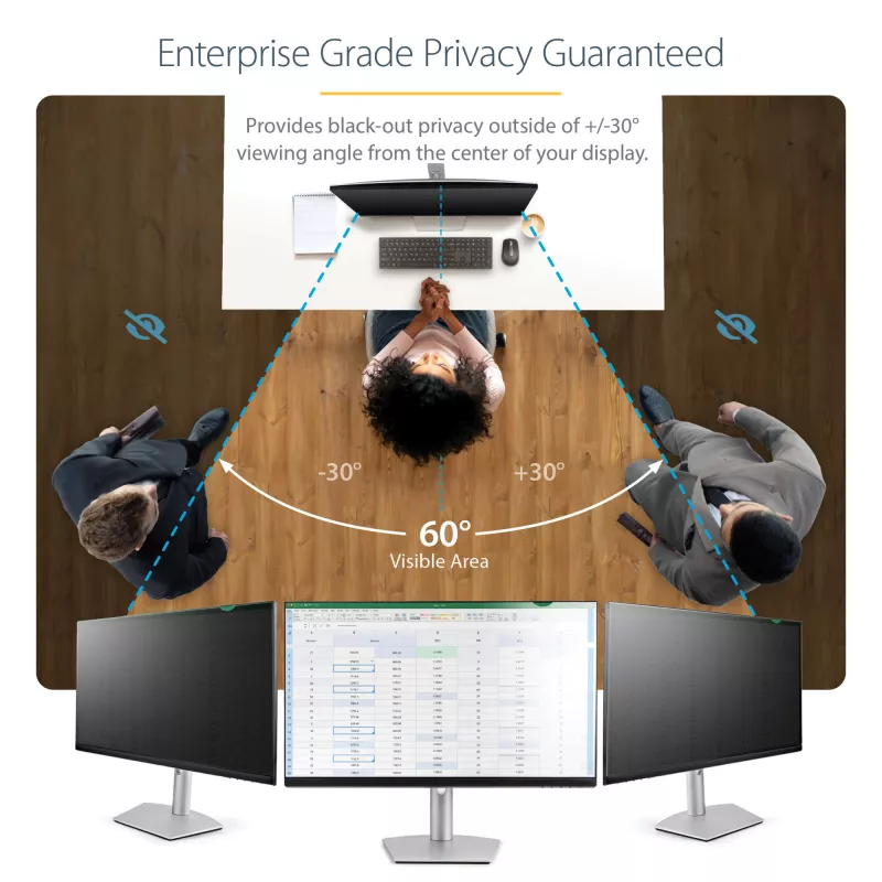StarTech.com Filtro privacy per monitor per display PC da 21,5 pollici - Filtro protettivo per schermo del computer - Pellicola protettiva per display che riduce la luce blu - Widescreen 16:9 - Opaco/Lucido - +/-30 gradi
