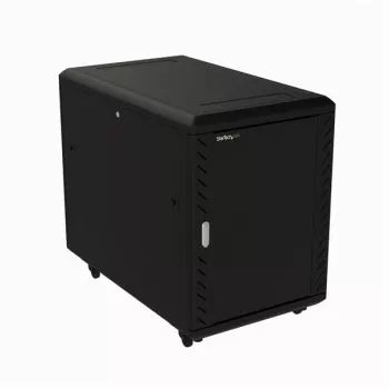 StarTech.com Armadio rack server 15U a 4 montanti, armadio dati 19 pollici con serratura per attrezzature informatiche/AV/IT, rack per ufficio/rete domestica con ruote e guide di montaggio regolabili