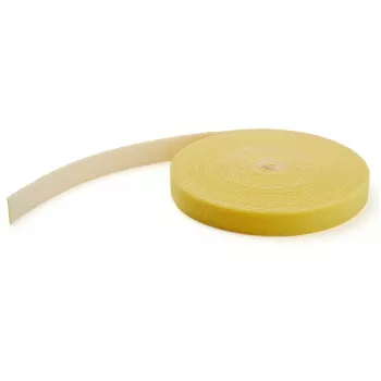 StarTech.com rotolo di nastro a strappo da 15,2 m - fascette riutilizzabili tagliabili su misura - rotolo di nastro industriale per fissaggio cavi / avvolgimenti in tessuto regolabili giallo / fascette autoadesive riutilizzabili per la gestione dei cavi