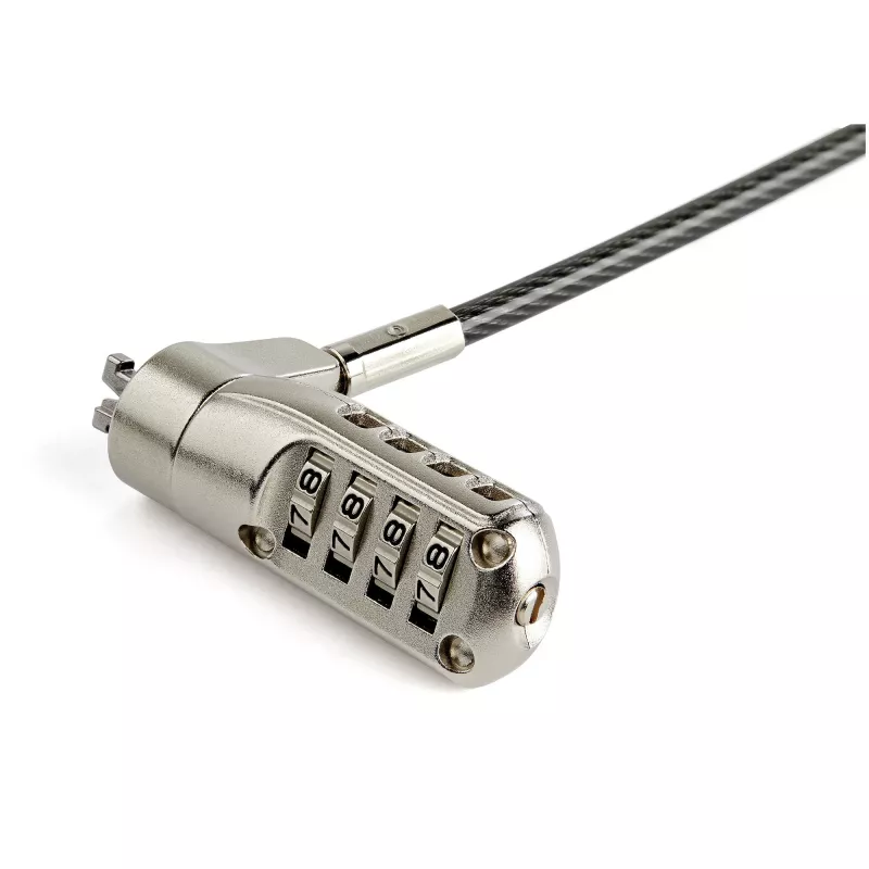 StarTech.com cavo di sicurezza per laptop da 2 m - cavo di sicurezza con lucchetto a combinazione a 4 cifre compatibile con Nano-Slot - cavo antifurto in acciaio rivestito in vinile serializzato per computer/dispositivi con Nano-Slot