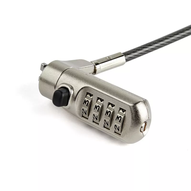 StarTech.com cavo di sicurezza per laptop da 2 m - cavo di sicurezza con lucchetto a combinazione a 4 cifre compatibile con Nano-Slot - cavo antifurto in acciaio rivestito in vinile serializzato per computer/dispositivi con Nano-Slot
