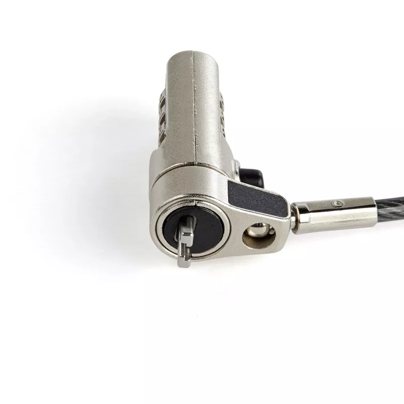 StarTech.com cavo di sicurezza per laptop da 2 m - cavo di sicurezza con lucchetto a combinazione a 4 cifre compatibile con Nano-Slot - cavo antifurto in acciaio rivestito in vinile serializzato per computer/dispositivi con Nano-Slot