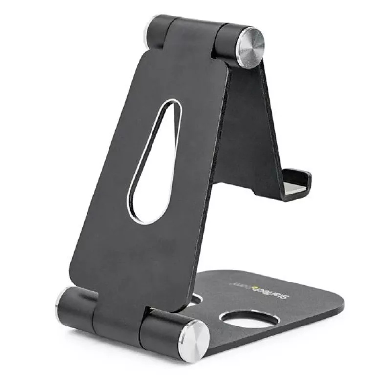 StarTech.com supporto per telefono e tablet - supporto pieghevole universale per dispositivi mobili per smartphone e tablet - supporto ergonomico regolabile per telefono con più angolazioni per la scrivania - portatile - nero