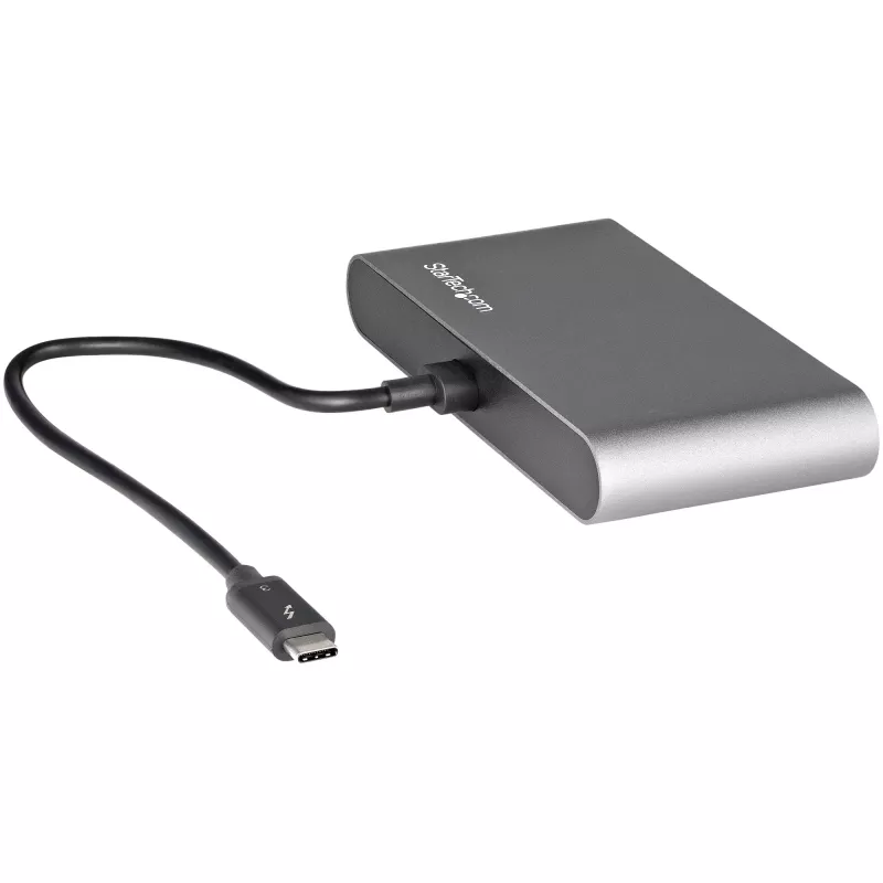 StarTech.com mini dock Thunderbolt dual monitor, HDMI 4K 60Hz, hub senza driver per Windows e Mac, Gigabit Ethernet, 1 x USB 5Gbps e 1x USB 2.0, cavo da 28 cm