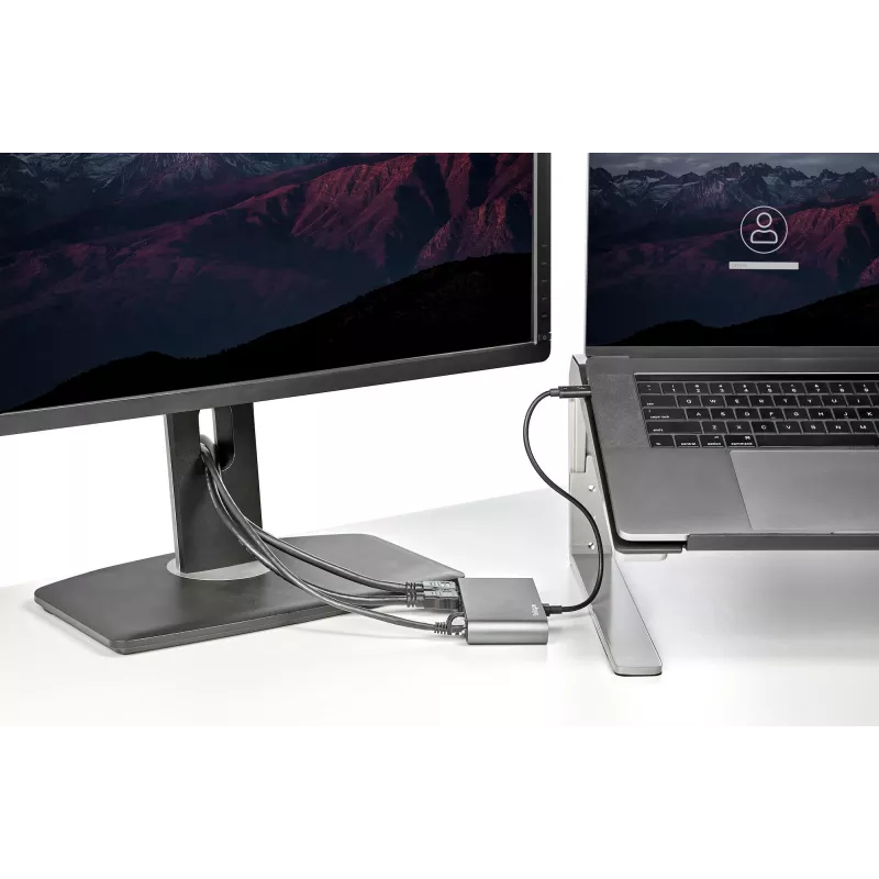 StarTech.com mini dock Thunderbolt dual monitor, HDMI 4K 60Hz, hub senza driver per Windows e Mac, Gigabit Ethernet, 1 x USB 5Gbps e 1x USB 2.0, cavo da 28 cm