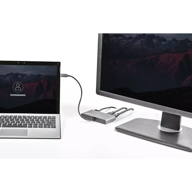 StarTech.com mini dock Thunderbolt dual monitor, HDMI 4K 60Hz, hub senza driver per Windows e Mac, Gigabit Ethernet, 1 x USB 5Gbps e 1x USB 2.0, cavo da 28 cm