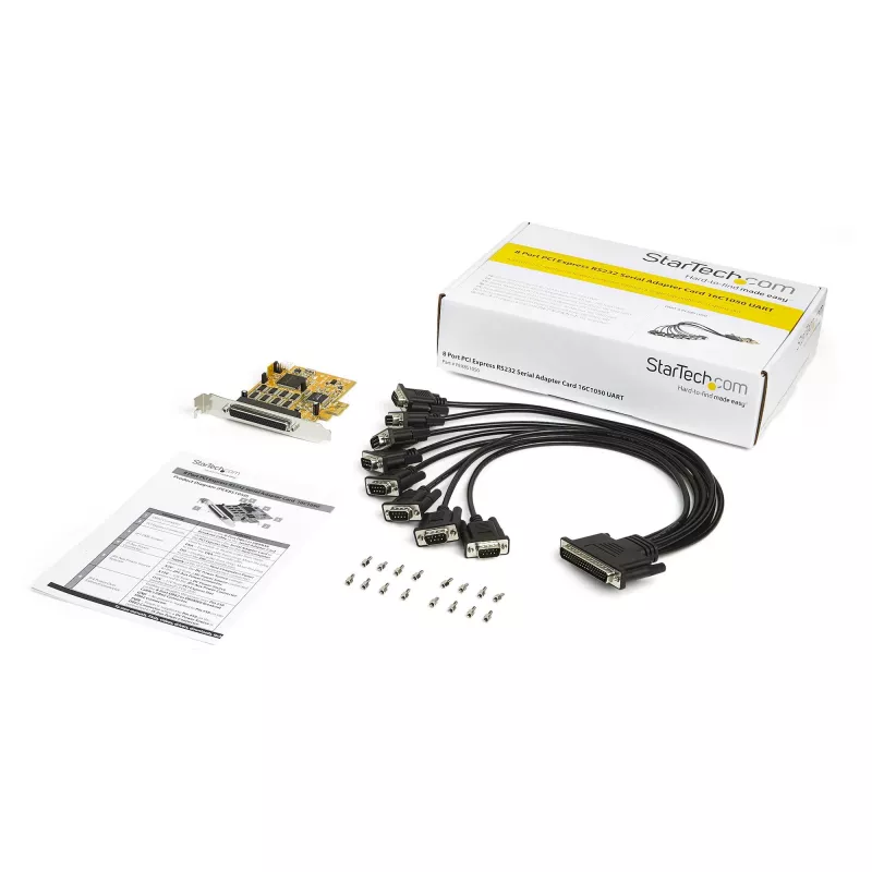 StarTech.com scheda adattatore seriale RS232 PCI Express a 8 porte, scheda seriale PCIe RS232, 16C1050 UART, controller multiporta seriale DB9/scheda di espansione, protezione ESD 15kV, solo Windows - TAA