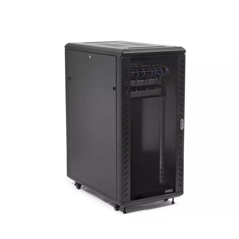 StarTech.com armadio rack server 32U a 4 montanti, armadio rack dati 19 pollici con serratura per apparecchiature computer/AV/IT, rack di rete per ufficio/casa con ruote e guide di montaggio regolabili