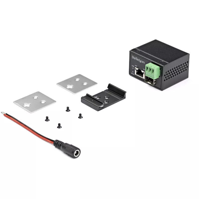 StarTech.com convertitore di media industriale PoE+ da fibra ottica a Ethernet 30W - SFP a RJ45 - fibra ottica Singlemode/Multimode a Gigabit Ethernet in rame - formato mini/compatto - IP-30/ -40 a +75°C