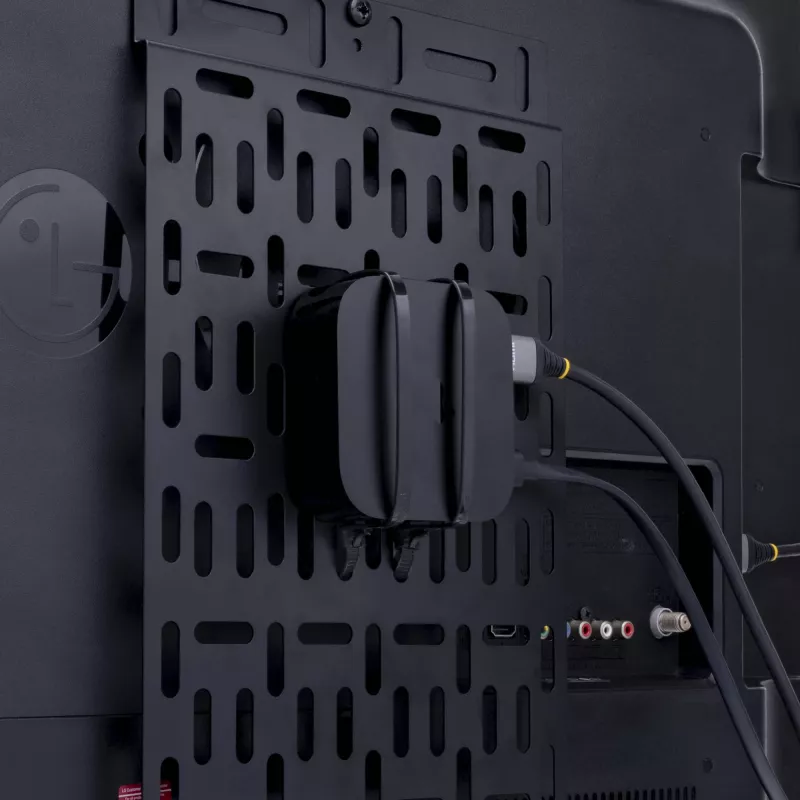 StarTech.com supporto universale per accessori TV - supporto TV e a parete regolabile - mediaplayer/router/modem/switch AV ed extender/Apple TV - supporto scatola cavi nascosta dietro la TV - 5 kg