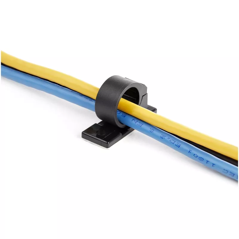 StarTech.com 100 clip autoadesive per la gestione dei cavi nero - organizer per cavi di rete/Ethernet/da scrivania ufficio/computer - supporti adesivi per cavi/linee - clip autoadesiva in nylon UL/94V-2 resistente al fuoco