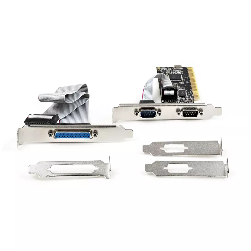 StarTech.com Scheda PCI seriale parallela combo con due porte seriali RS232 (DB9) e 1 porta parallela LPT (DB25) – scheda adattatore combo PCI – controller per schede di espansione PCI – scheda PCI per stampante