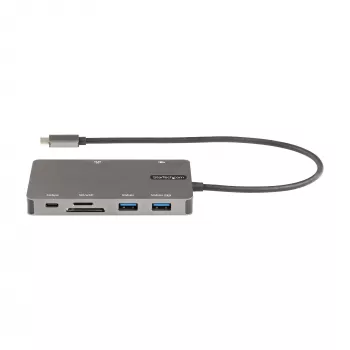 StarTech.com Adattatore multiporta USB-C – dock da viaggio HDMI 4K 30Hz o VGA – hub USB 3.0 5Gbps (porte USB-A/USB-C) – Power Delivery 100W – SD/Micro SD – GbE – cavo da 30 cm – mini dock USB-C
