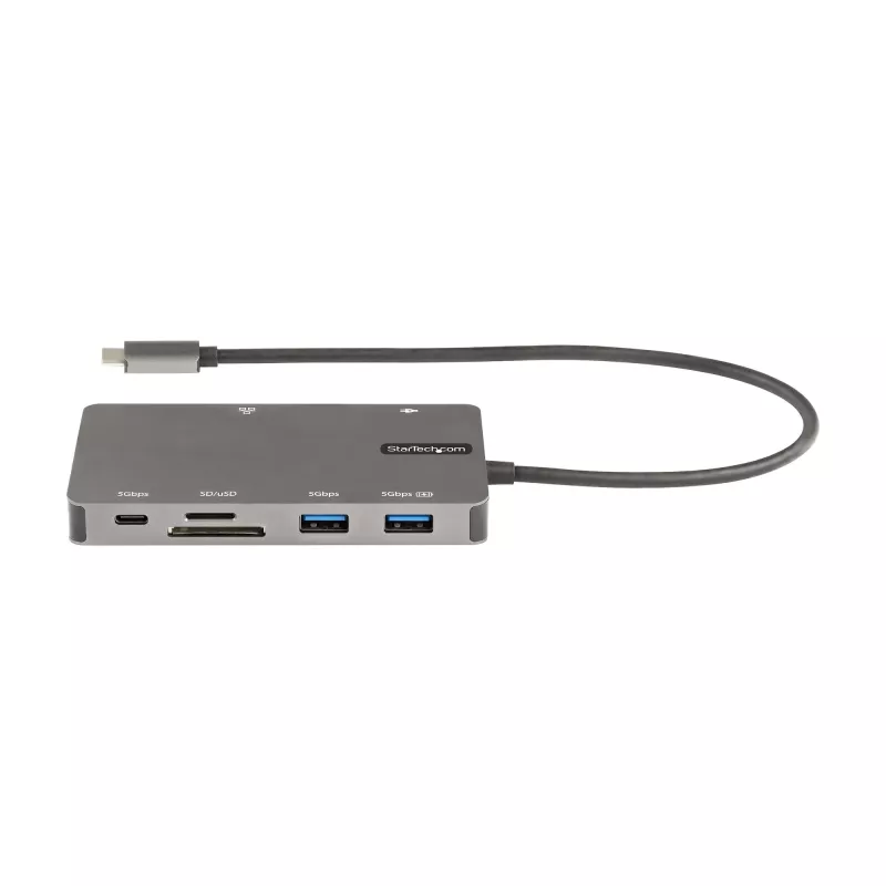 StarTech.com Adattatore multiporta USB-C – dock da viaggio HDMI 4K 30Hz o VGA – hub USB 3.0 5Gbps (porte USB-A/USB-C) – Power Delivery 100W – SD/Micro SD – GbE – cavo da 30 cm – mini dock USB-C