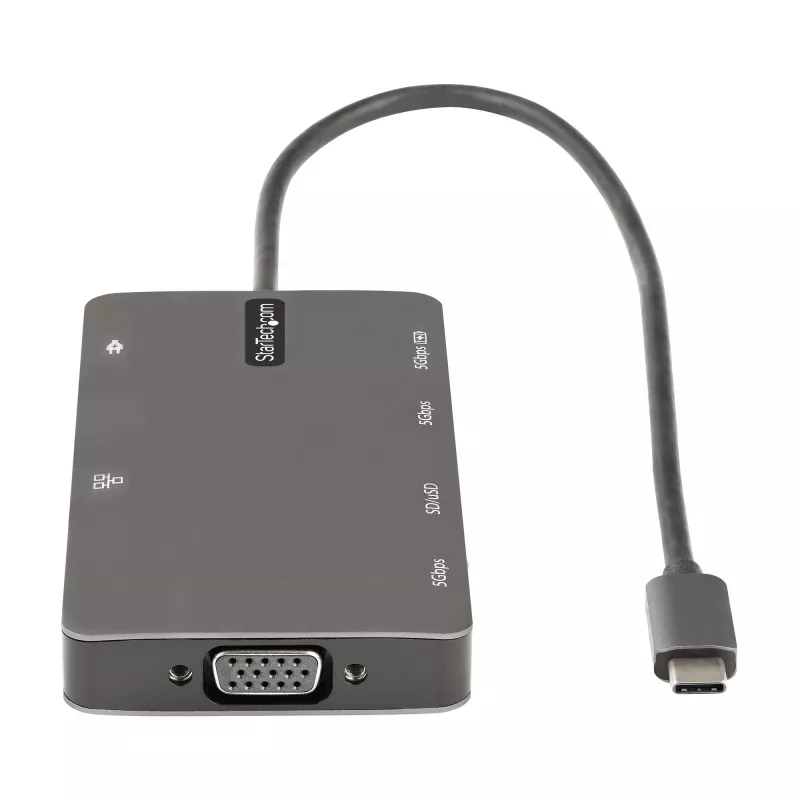 StarTech.com Adattatore multiporta USB-C – dock da viaggio HDMI 4K 30Hz o VGA – hub USB 3.0 5Gbps (porte USB-A/USB-C) – Power Delivery 100W – SD/Micro SD – GbE – cavo da 30 cm – mini dock USB-C