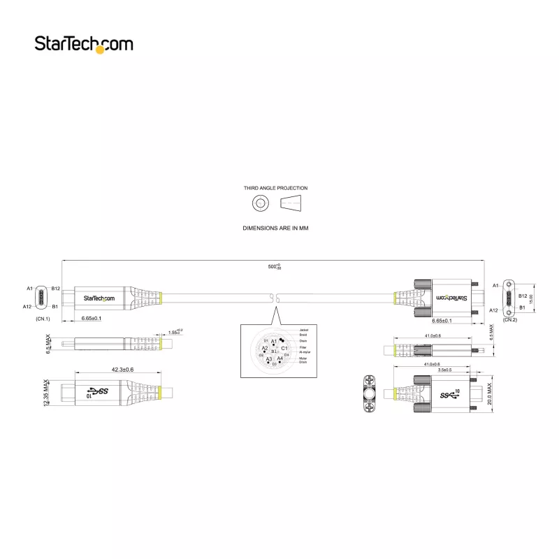 StarTech.com Cavo USB-C con vite laterale da 50 cm (20