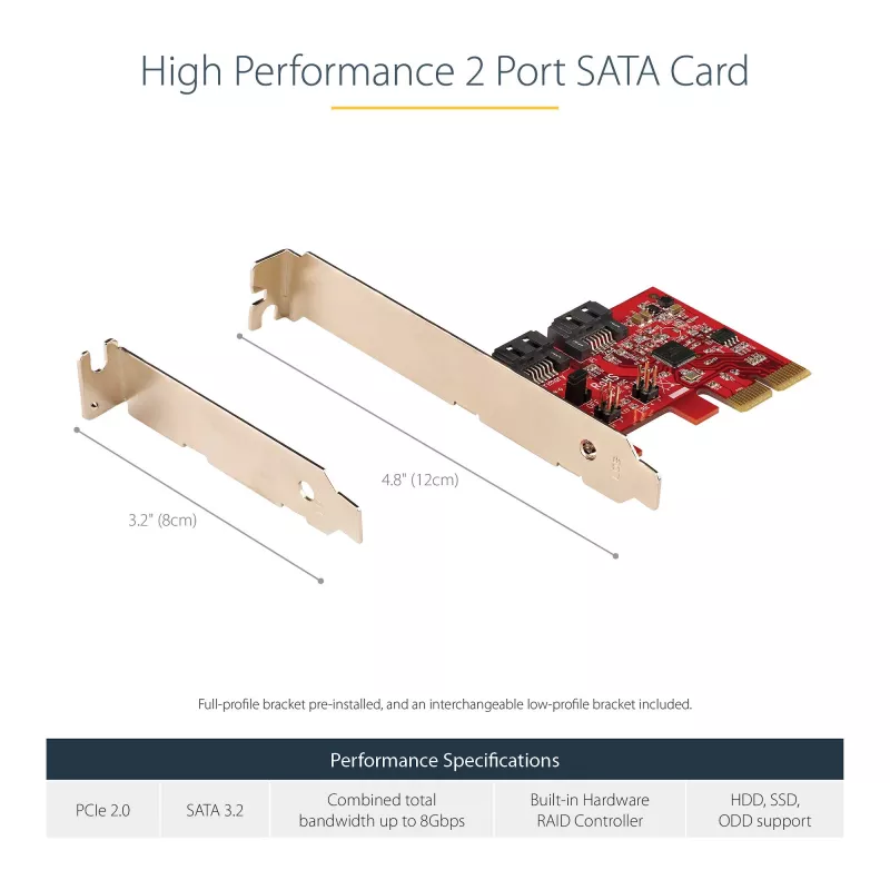 StarTech.com Scheda SATA PCIe - scheda di espansione PCIe SATA a 2 porte - 6Gbps - full/low profile - adattatore/controller da PCI Express a SATA - ASM1062R SATA RAID - convertitore da PCIe a SATA
