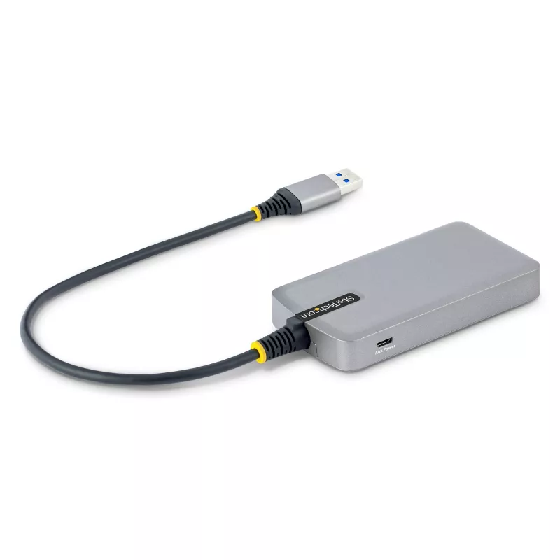 StarTech.com Hub USB a 3 porte con Ethernet - 3 porte USB-A - Gigabit Ethernet (RJ-45) - USB 3.0 5Gbit/s - bus-powered - cavo da 30 cm - adattatore hub USB portatile per laptop con GbE