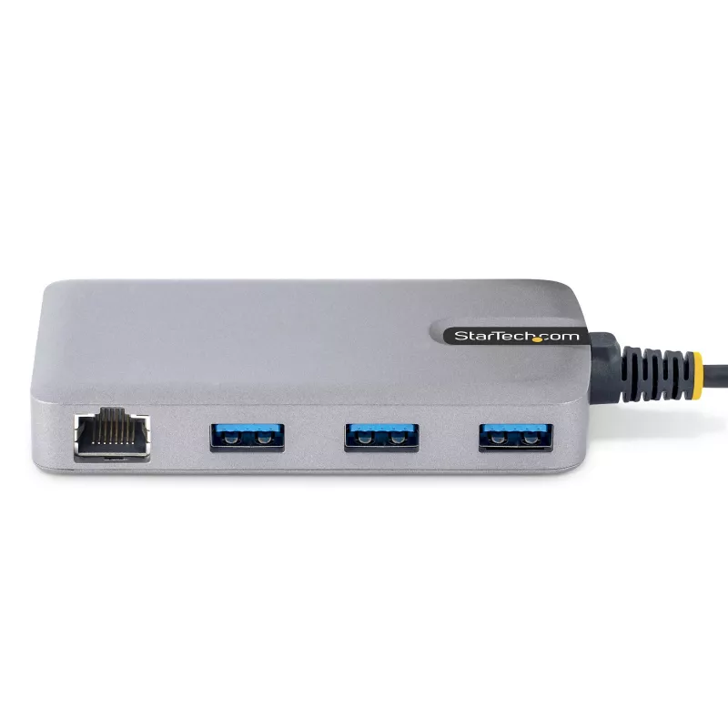 StarTech.com Hub USB a 3 porte con Ethernet - 3 porte USB-A - Gigabit Ethernet (RJ-45) - USB 3.0 5Gbit/s - bus-powered - cavo da 30 cm - adattatore hub USB portatile per laptop con GbE