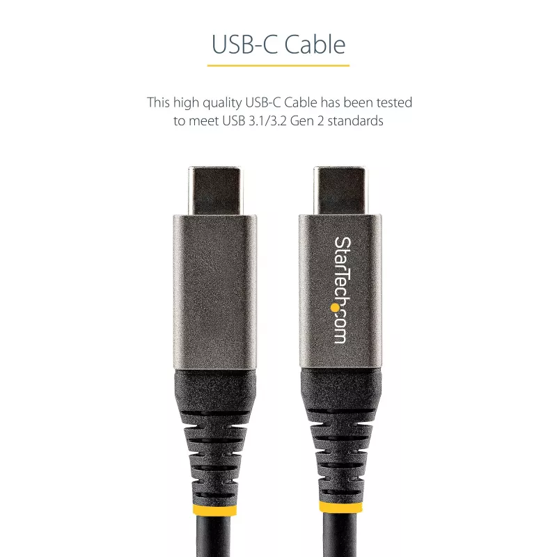 StarTech.com Cavo USB-C da 20 pollici (50 cm) 10 Gbit/s – cavo USB 3.1 Type-C – ricarica Power Delivery 100 W (5 A), DP Alt Mode – cavo USB-C per laptop/telefono/dispositivo USB-C – ricarica/sincronizzazione