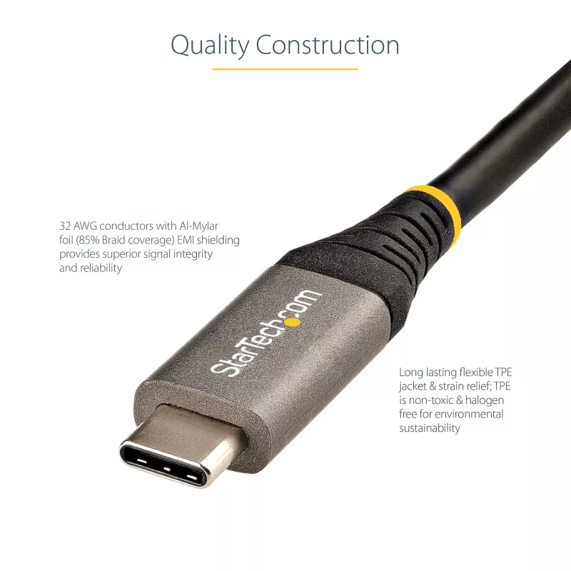 StarTech.com Cavo USB-C da 20 pollici (50 cm) 10 Gbit/s – cavo USB 3.1 Type-C – ricarica Power Delivery 100 W (5 A), DP Alt Mode – cavo USB-C per laptop/telefono/dispositivo USB-C – ricarica/sincronizzazione