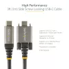 StarTech.com Cavo USB-C con blocco a vite laterale da 0,91 m 10 Gbit/s – cavo USB-C certificato USB-IF – cavo USB 3.1/3.2 Gen 2 Type-C – ricarica Power Delivery 100 W (5 A), DP Alt Mode – doppio blocco a vite – cavo USB-C ricarica/sincronizzazione