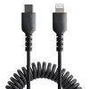 StarTech.com Cavo USB-C a Lightning da 1 m (3ft), certificato MFi, cavo di ricarica iPhone a spirale, nero, guaina TPE robusta in fibra aramidica, cavo Lightning a spirale resistente