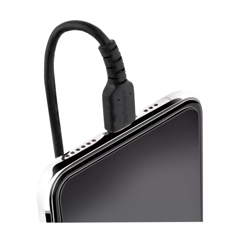 StarTech.com Cavo USB-C a Lightning da 1 m (3ft), certificato MFi, cavo di ricarica iPhone a spirale, nero, guaina TPE robusta in fibra aramidica, cavo Lightning a spirale resistente