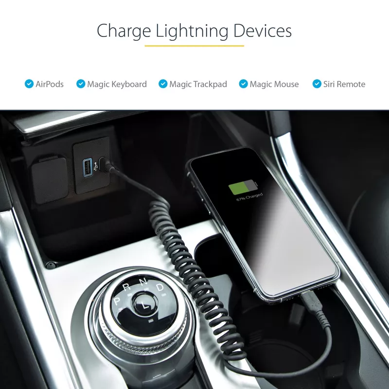 StarTech.com Cavo USB-C a Lightning da 1 m (3ft), certificato MFi, cavo di ricarica iPhone a spirale, nero, guaina TPE robusta in fibra aramidica, cavo Lightning a spirale resistente
