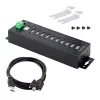 StarTech.com Hub USB 2.0 industriale a 10 porte, hub USB robusto con protezione ESD livello 4, montaggio DIN/a parete/da tavolo hub USB-A, espansione porte USB con connettori bloccabili, hub USB multiporta