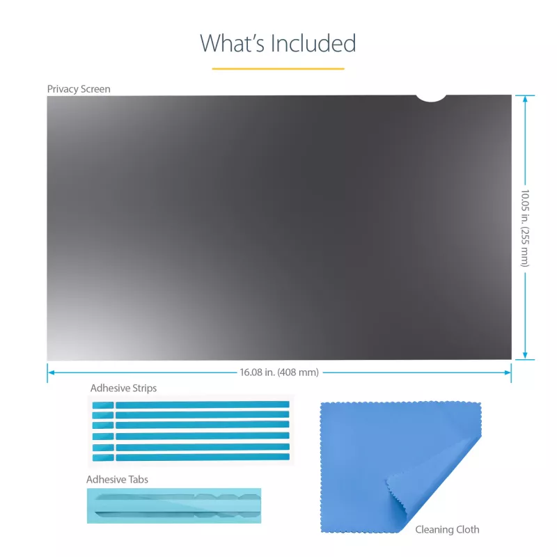 StarTech.com Filtro privacy per monitor da 19 pollici per display PC – filtro di sicurezza per schermo del computer – pellicola protettiva per schermo che riduce la luce blu – widescreen 16:10 – opaco/lucido – +/-30 gradi