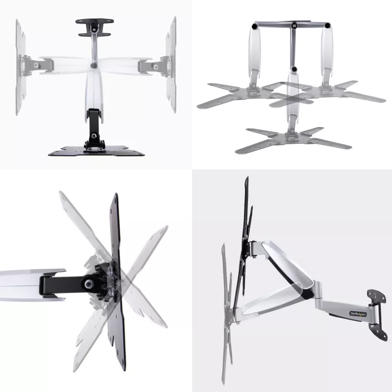 StarTech.com Supporto TV da parete VESA, supporto TV da parete full-motion regolabile per display da 23 a 55 pollici, supporto TV piatto supporta 30 kg, supporto TV estraibile/inclinabile/orientabile da parete