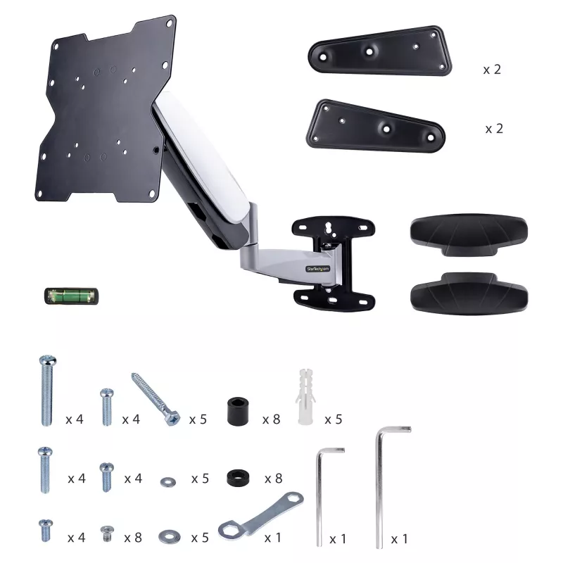StarTech.com Supporto TV da parete VESA, supporto TV da parete full-motion regolabile per display da 23 a 55 pollici, supporto TV piatto supporta 30 kg, supporto TV estraibile/inclinabile/orientabile da parete