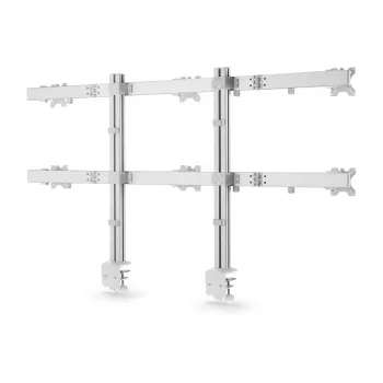 StarTech.com Supporto da scrivania per sei monitor con traversa, per monitor per computer fino a 32 pollici, max 8 kg per monitor, doppia colonna, morsetto a C/foro passante da scrivania, regolabile in altezza