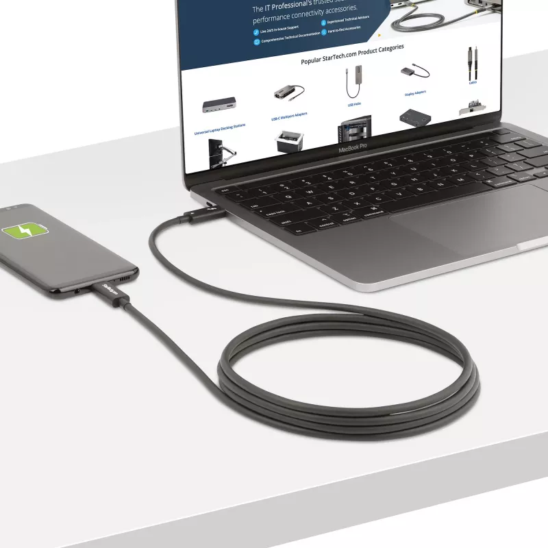 StarTech.com Cavo Thunderbolt 4 attivo da 2 m, 40 Gbit/s, Power Delivery 100W, video 4K/8K, cavo Thunderbolt certificato Intel – compatibile con USB4/Thunderbolt 4/USB 3.2/USB Type-C/DisplayPort/Thunderbolt 3